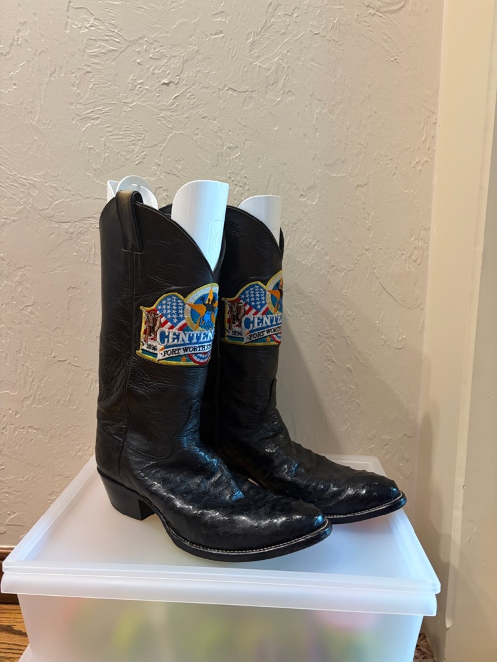Justin Black full quill ostrich Cowboy Boots Centennial Fort Worth Stock Show